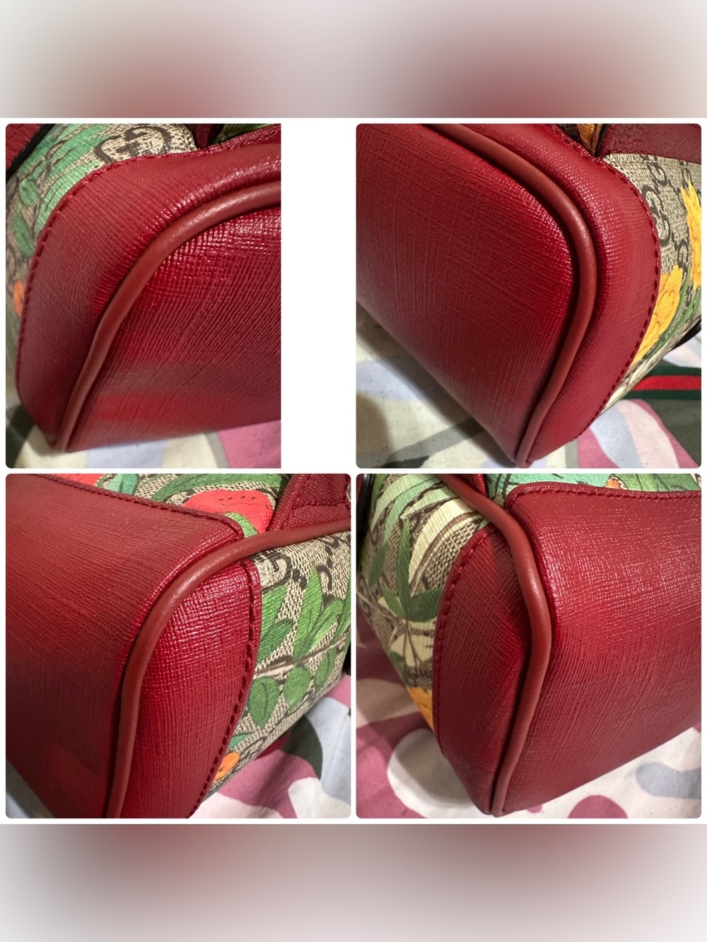 Gucci GG Canvas Backpack with Red Trim and Multicolor Floral Print - Picture 8 of 15